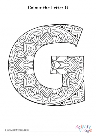 Letter G Mandala Colouring Page