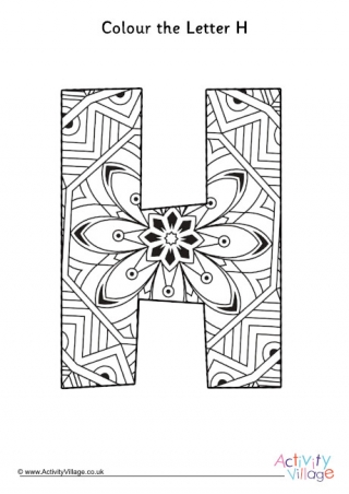 Letter H Mandala Colouring Page