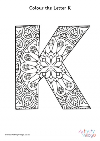 Letter K Mandala Colouring Page