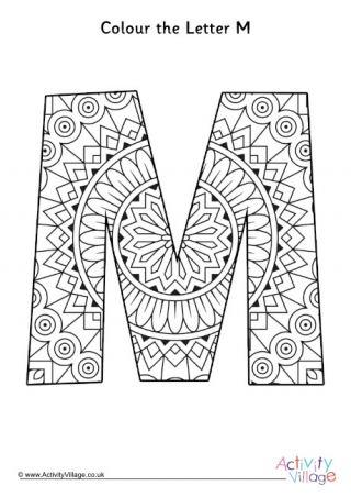 Letter M Mandala Colouring Page