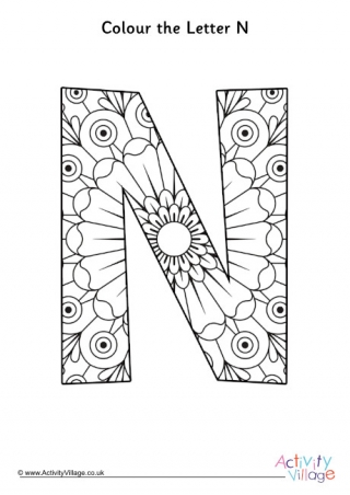 Letter N Mandala Colouring Page