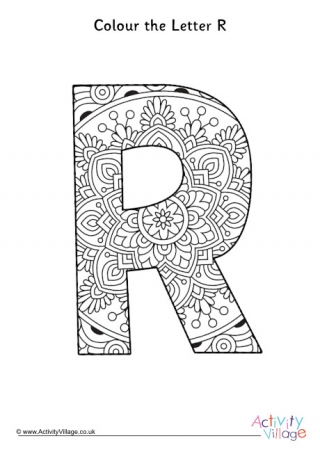 Letter R Mandala Colouring Page