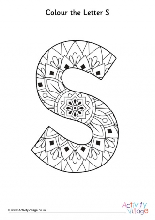 Letter S Mandala Colouring Page