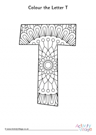 Letter T Mandala Colouring Page