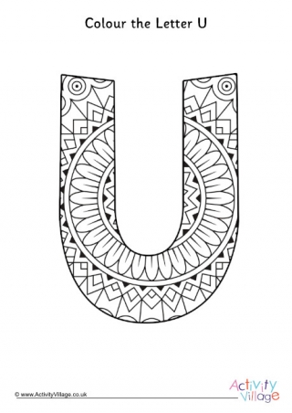 Letter U Mandala Colouring Page