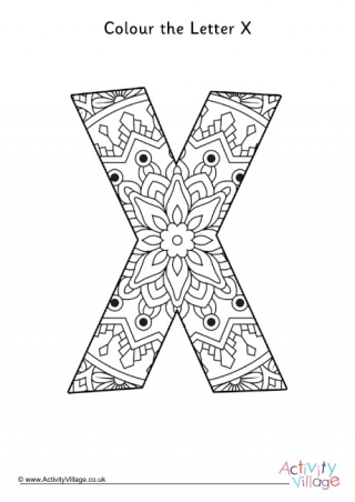 Letter X Mandala Colouring Page
