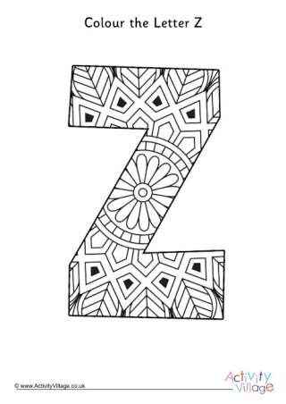 Letter Z Mandala Colouring Page