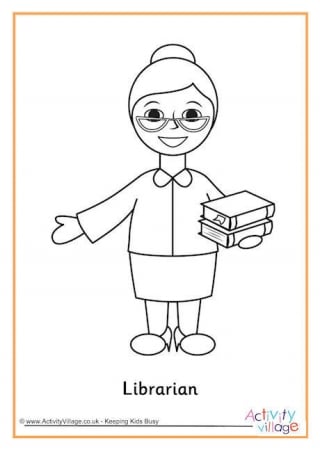 Librarian Colouring Page