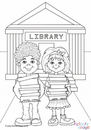 Library Colouring Page