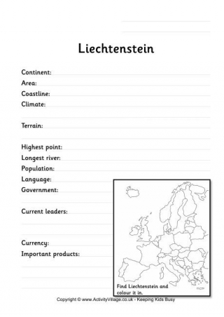 Liechtenstein Fact Worksheet