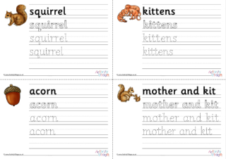 Life Cycle Of A Squirrel Handwriting Worksheets