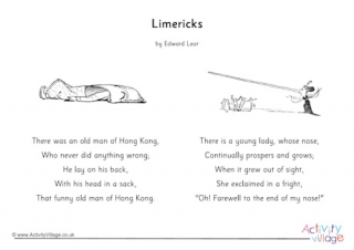 Limericks by Edward Lear Printables