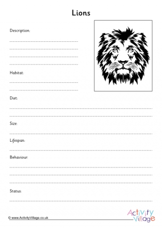 Lion Fact Finding Worksheet
