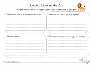 Lion Zookeeper Worksheet