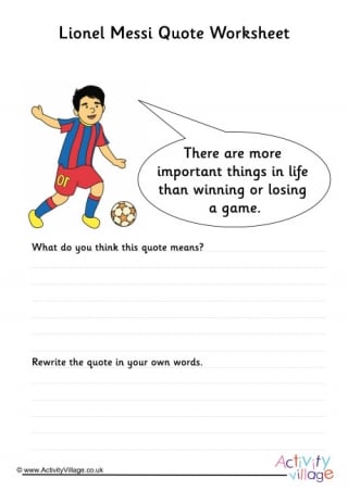 Lionel Messi Quote Worksheet