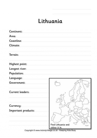 Lithuania Fact Worksheet