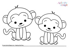 Little Monkeys Colouring Page