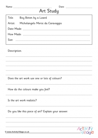 Lizard Art Study Worksheet