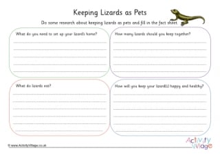 Lizards as Pets Worksheet