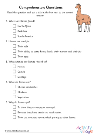 Llama Comprehension Multiple Choice