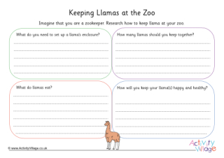 Llama Zookeeper Worksheet