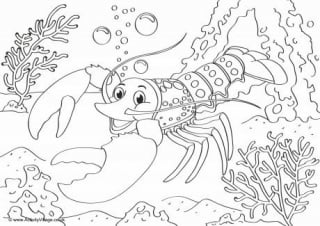 Lobster Scene Colouring Page