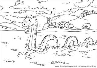 Loch Ness Monster Colouring Page