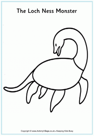 Loch Ness Monster Colouring Page 2