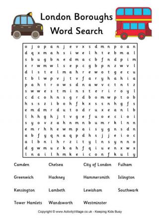 London Boroughs Word Search