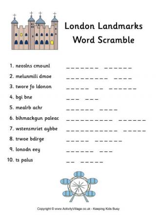London Landmarks Word Scramble