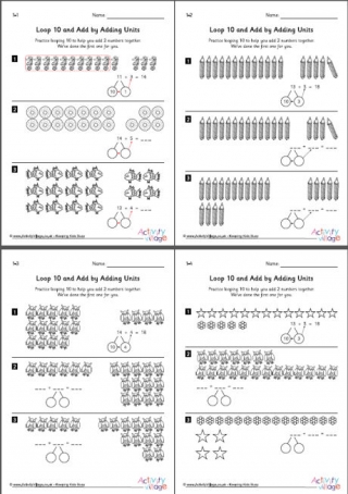 Loop 10 and Add by Adding Units Worksheets Set 1