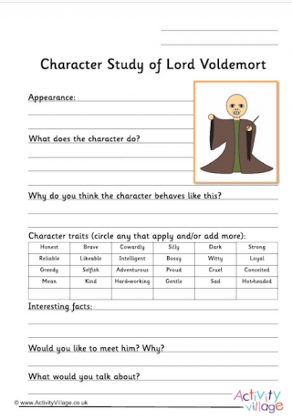 Lord Voldemort Worksheet