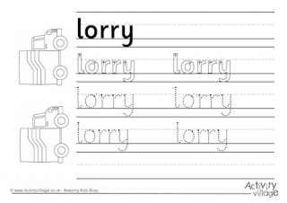 Lorry Handwriting Worksheet