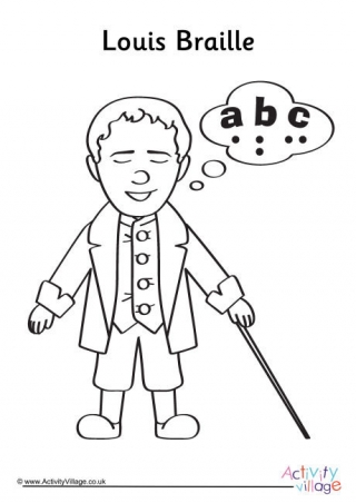 Louis Braille Colouring Page