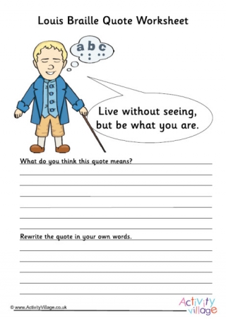Louis Braille Quote Worksheet