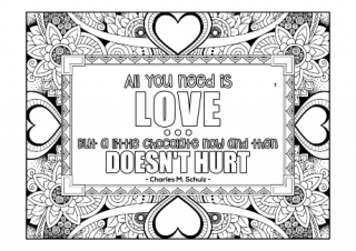Love And Chocolate Quote Colouring Page