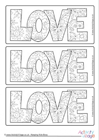 Love Colouring Bookmarks