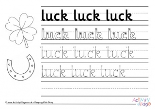 Luck Handwriting Worksheet