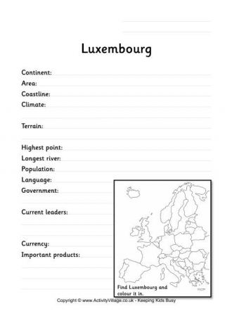 Luxembourg Fact Worksheet