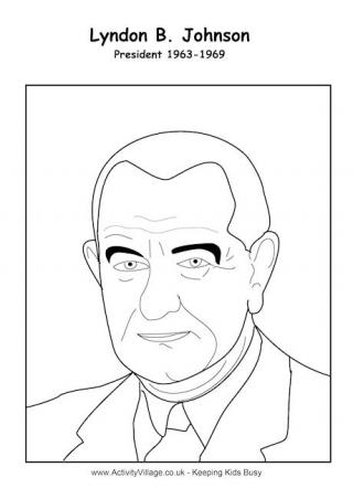 Lyndon B Johnson Colouring Page