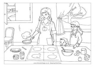 Making Pancakes Colouring Page