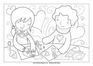 Making Valentines Colouring Page 
