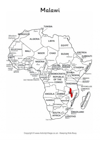 Malawi On Map Of Africa