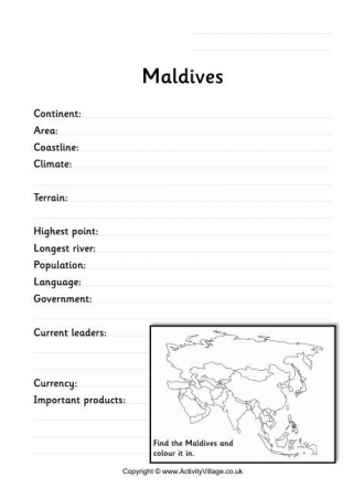 Maldives Fact Worksheet