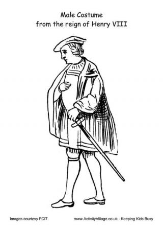 Male Costume Reign of Henry VIII Colouring Page