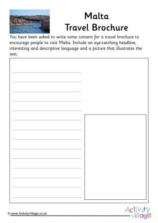 Malta Travel Brochure Worksheet