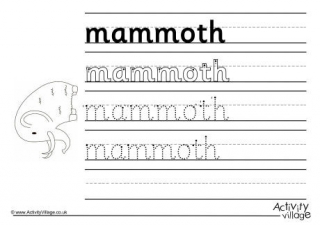 Mammoth Handwriting Worksheet