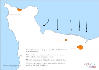 Map of the D-Day Landings Worksheet