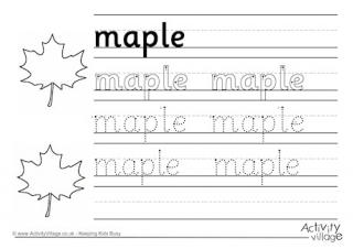 Maple Handwriting Worksheet