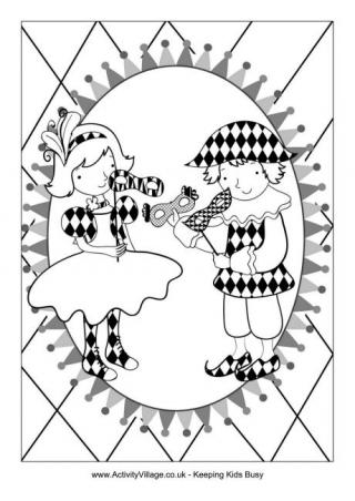 Mardi Gras Costumes Colouring Page